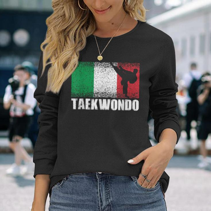 Taekwondo Sport Italy Flag Italian Martial Artist Long Sleeve T-Shirt Gifts for Her