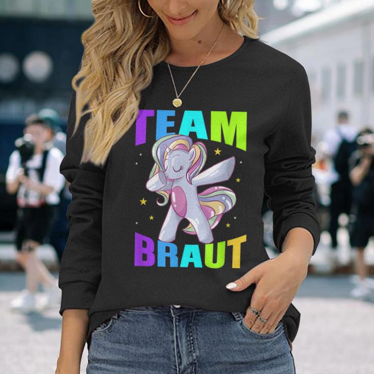 Team Braut Einhorn Hochzeit Unicorn Junggesellenabschied Langarmshirts Geschenke für Sie