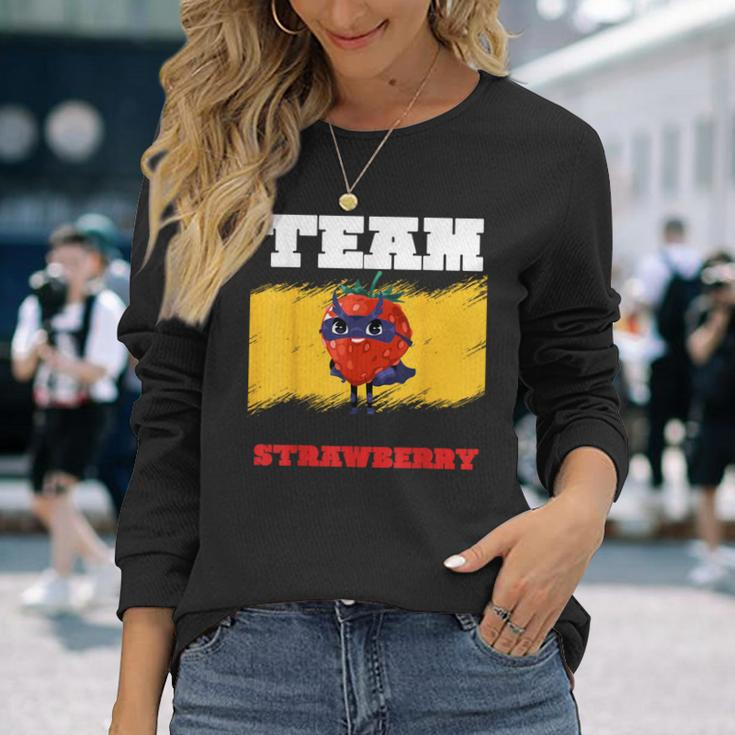 Team Strawberry Healthy Superhero Good Food Long Sleeve T-Shirt Gifts for Her