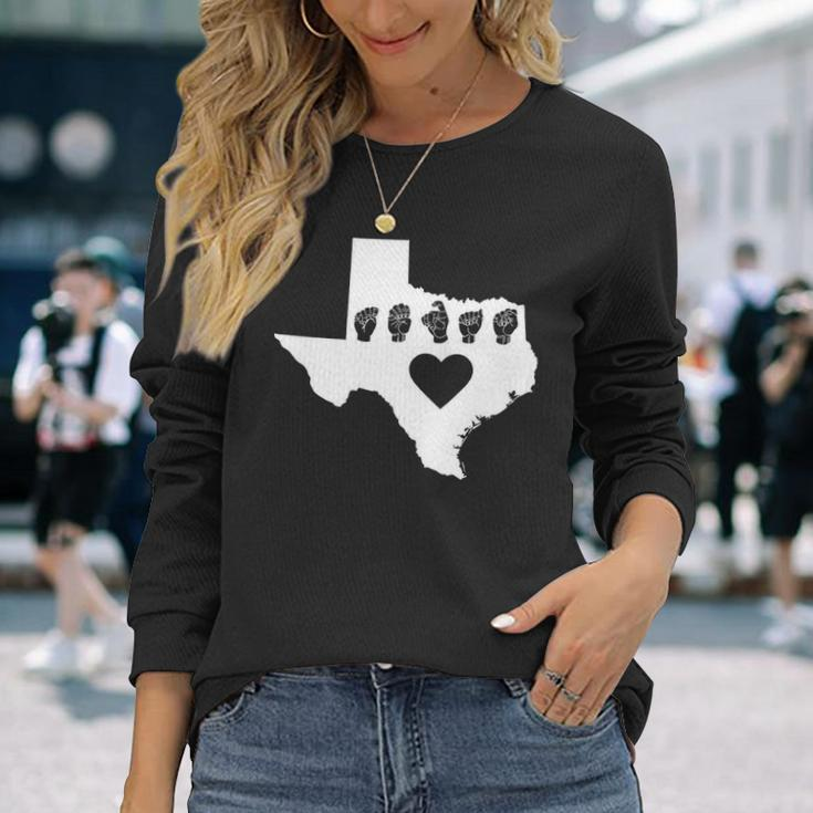 Texas Pride Sign Language Long Sleeve T-Shirt Gifts for Her