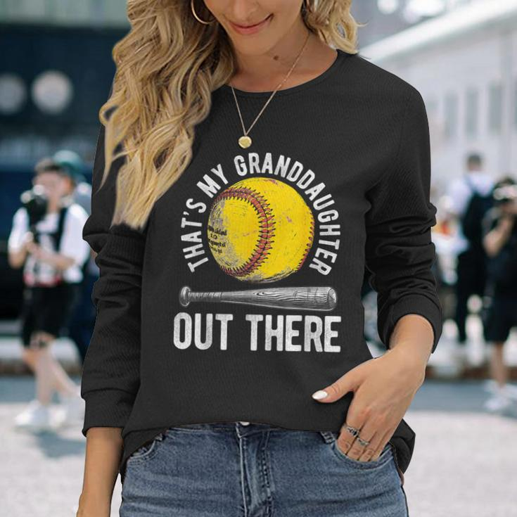 That's My Granddaughter Out There Softball Grandpa Long Sleeve T-Shirt Gifts for Her