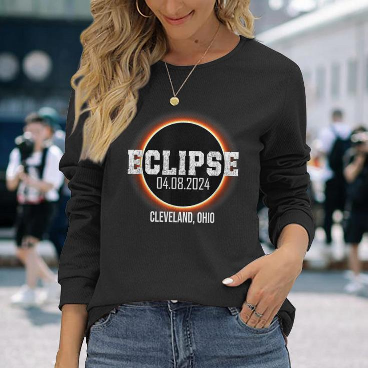 Total Solar Eclipse 2024 Cleveland Ohio Totality April 8 Long Sleeve T-Shirt Gifts for Her