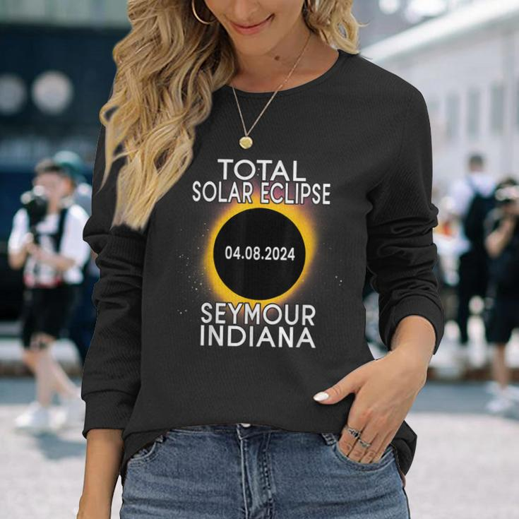 Total Solar Eclipse 2024 Seymour Indiana Path Of Totality Long Sleeve T-Shirt Gifts for Her