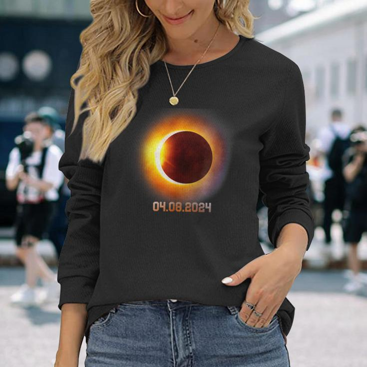 Total Solar Eclipse 2024 Spring April 8Th 2024Long Sleeve T-Shirt Gifts for Her