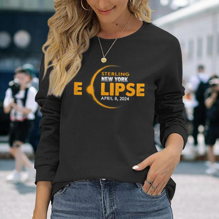 Total Solar Eclipse 2024 In Sterling New York Long Sleeve T-Shirt Gifts for Her