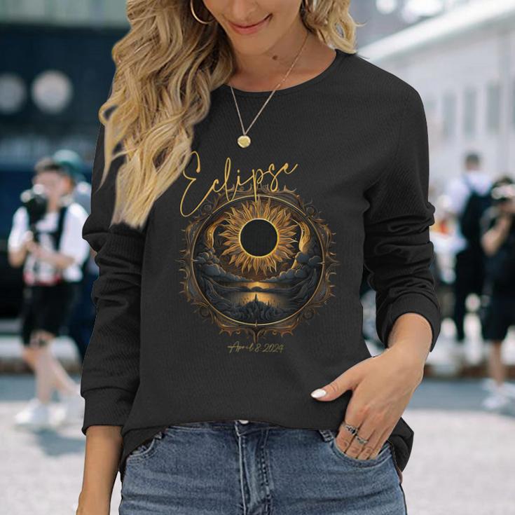 Total Solar Eclipse April 2024 Totality Sun Watching Long Sleeve T-Shirt Gifts for Her