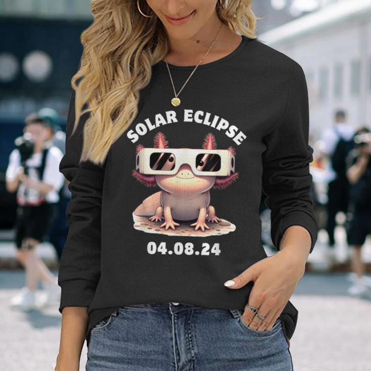 Total Solar Eclipse Axolotl April 8 2024 Solar Eclipse Long Sleeve T-Shirt Gifts for Her
