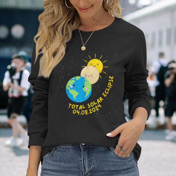 Totale Sonnenfinsternis 2024 Süße Sonnenfinsternis Langarmshirts Geschenke für Sie