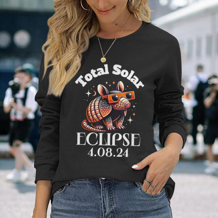 Totality Total Solar Eclipse April 8 2024 Armadillo Long Sleeve T-Shirt Gifts for Her