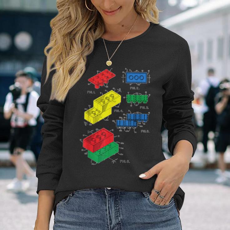 Toys Building Block Brick Patent For Master Builder Long Sleeve T-Shirt Gifts for Her