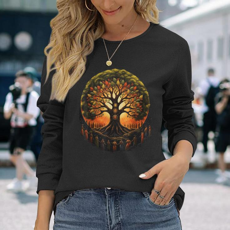 Tree Of Life Black History Kwanzaa American African Roots Long Sleeve T-Shirt Gifts for Her