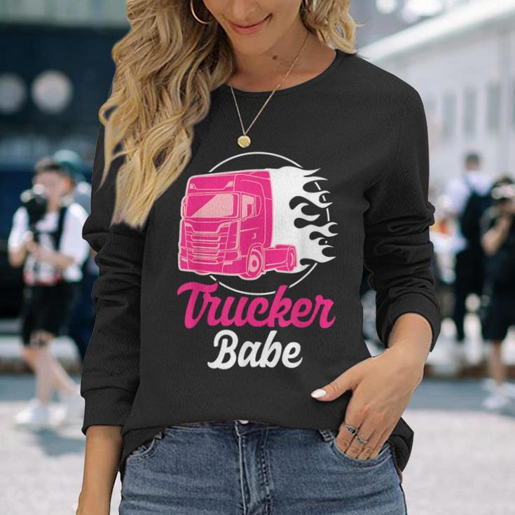 Trucker Babe Truck Driver And Trucker Langarmshirts Geschenke für Sie