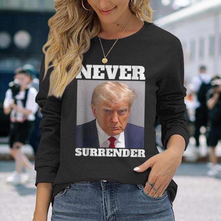 Trump Shot Donald Trump Shot Never Surrender Long Sleeve T-Shirt Gifts for Her