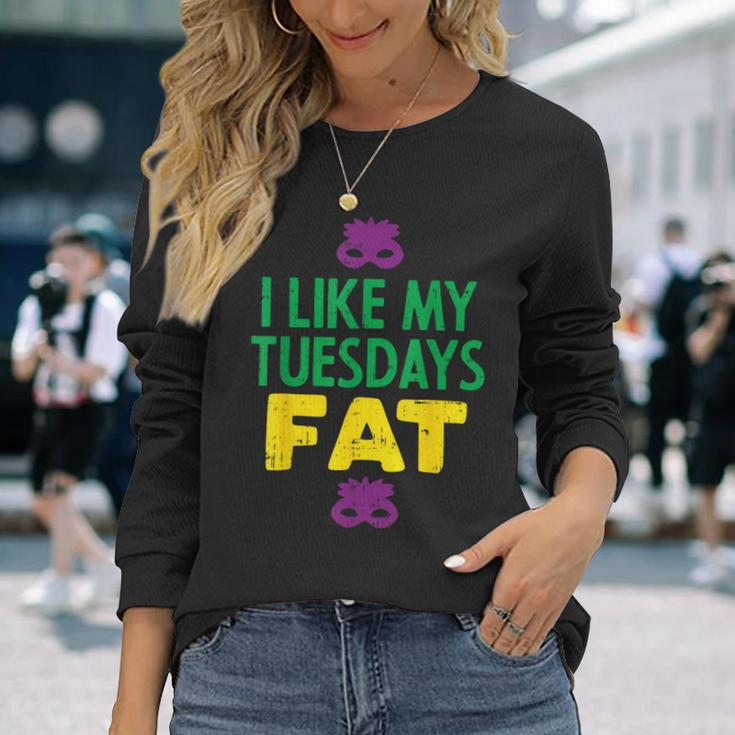 I Like My Tuesdays Fat Jester Mask Mardi Gras Carnival Long Sleeve T-Shirt Gifts for Her