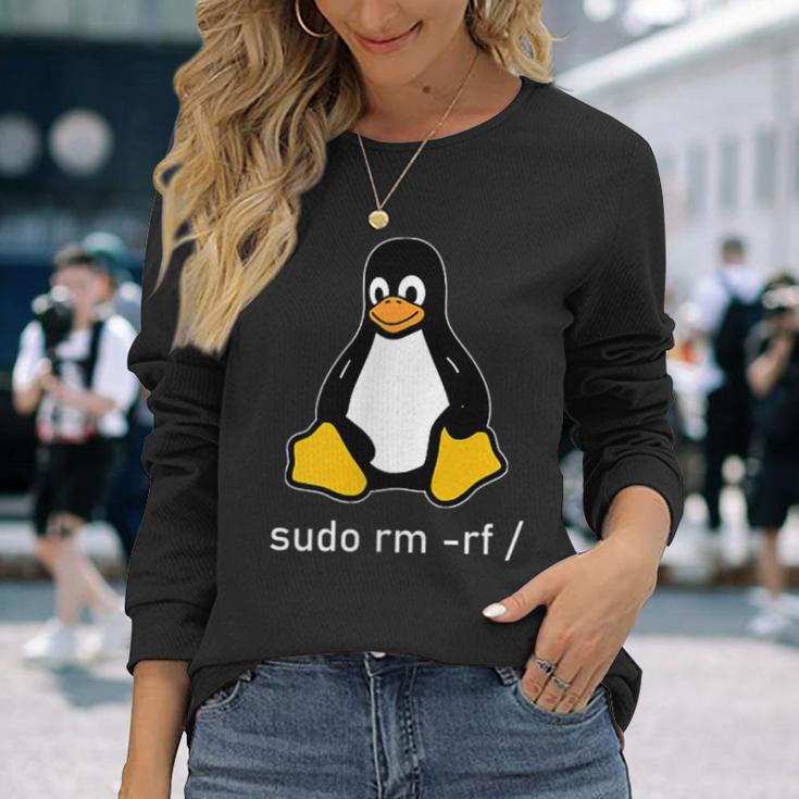 Tux Linux Penguin Sudo Rm -Rf Computer Science Langarmshirts Geschenke für Sie