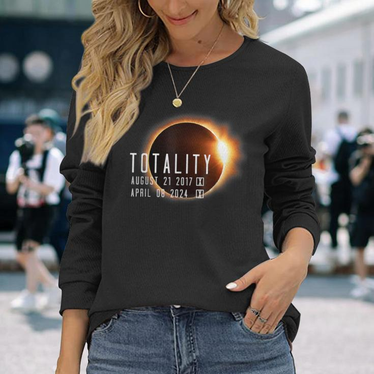Twice In A Lifetime Totality Solar Eclipse 2017 & 2024 Long Sleeve T-Shirt Gifts for Her