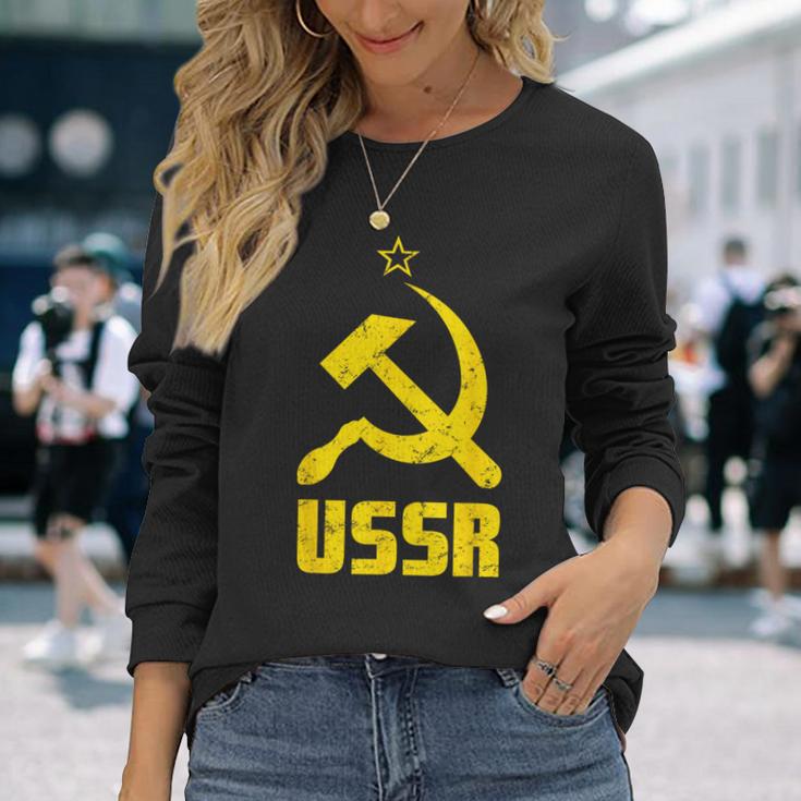 Udssr Used Look Hammer & Sickle Soviet Union Red Langarmshirts Geschenke für Sie