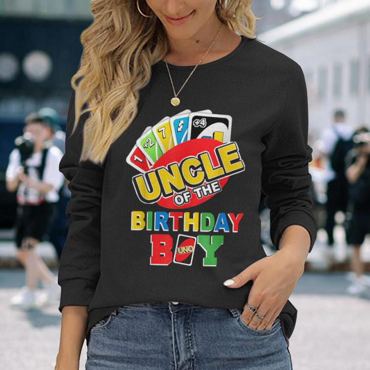 Uncle Of The Birthday Boy Uno Dad Papa Father 1St Bday Long Sleeve T-Shirt Gifts for Her