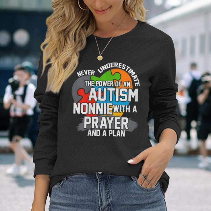 Never Underestimate The Power Of An Autism Nonnie Long Sleeve T-Shirt Gifts for Her