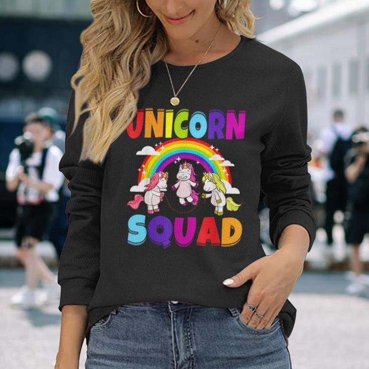 Unicorn Squad Jump Rope Unicorns Humor Cute Long Sleeve T-Shirt Gifts for Her