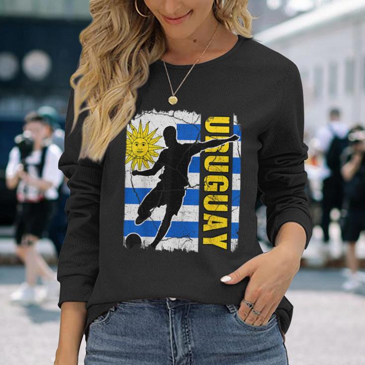 Uruguayan Soccer Team Uruguay Flag Jersey Football Fans Long Sleeve T-Shirt Gifts for Her