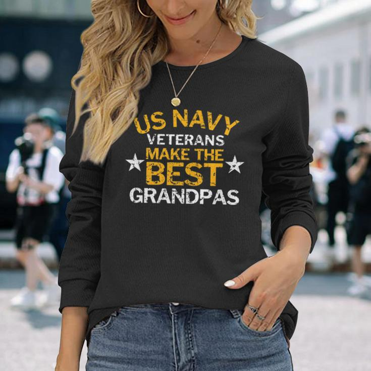 Us Navy Veterans Make The Best Grandpas Faded Grunge Long Sleeve T-Shirt Gifts for Her