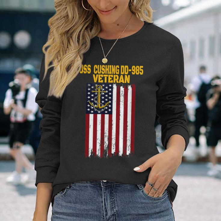 Uss Cushing Dd-985 Warship Veteran Day Fathers Day Dad Son Long Sleeve T-Shirt Gifts for Her