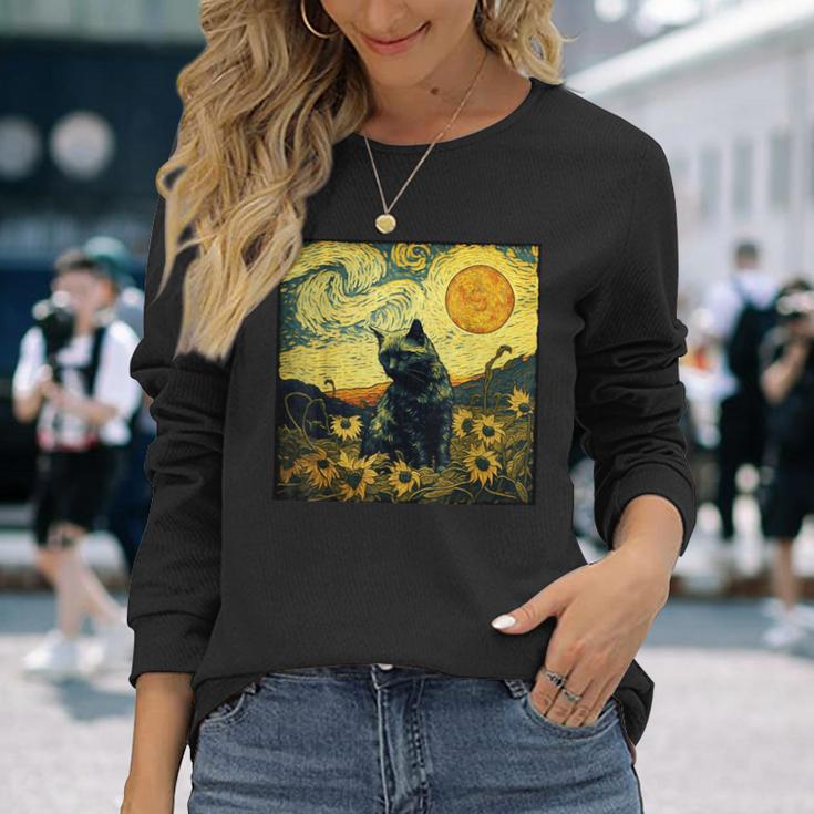 Van Gogh Cat Langarmshirts Geschenke für Sie