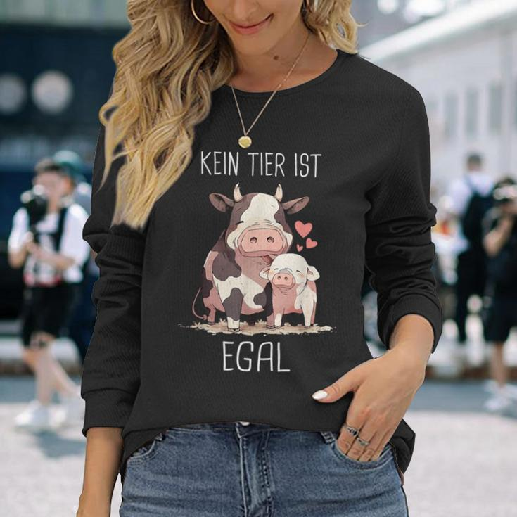 Vegetarier Kein Tier Ist Egal Veganer Kuh Schwin German Langarmshirts Geschenke für Sie
