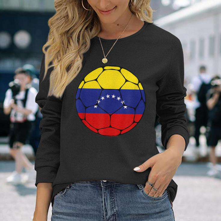 Venezuela Soccer Ball Flag Jersey Futbol Venezuela Football Long Sleeve T-Shirt Gifts for Her