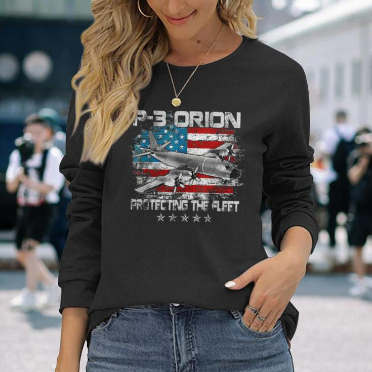 Veterans Day P3 Orion Sub Hunter Asw Airplane Vintage Long Sleeve T-Shirt Gifts for Her
