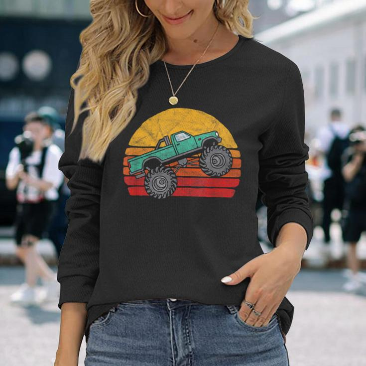 Vintage 80S Monster Truck Cool Retro Sun Long Sleeve T-Shirt Gifts for Her