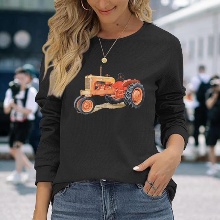 Vintage Allis Chalmers Wd45 Tractor Print Long Sleeve T-Shirt Gifts for Her