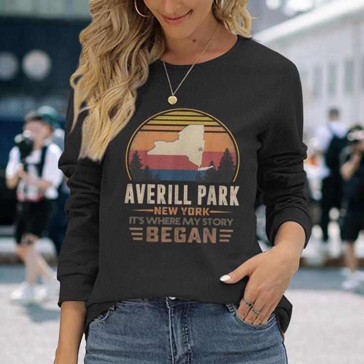 Vintage Averill Park New York Homtown My Story Began Long Sleeve T-Shirt Gifts for Her