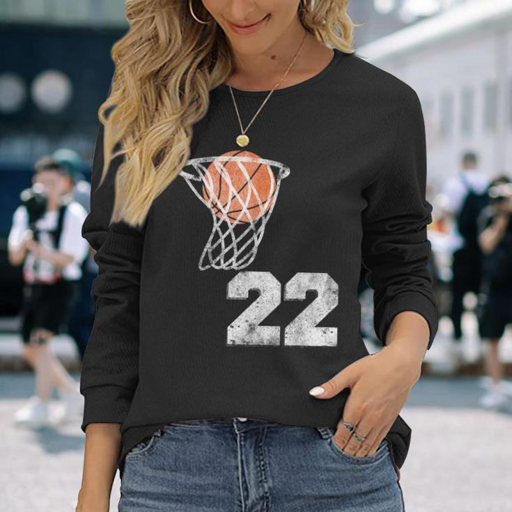 Vintage Basketball Jersey Number 22 Player Number Long Sleeve T-Shirt Gifts for Her