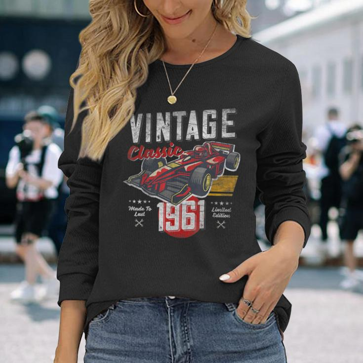 Vintage Born 1961 60Th Birthday Grand Prix Race Car Long Sleeve T-Shirt Gifts for Her