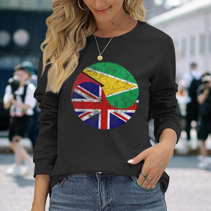 Vintage British & Guyanese Flags Uk And Guyana Long Sleeve T-Shirt Gifts for Her