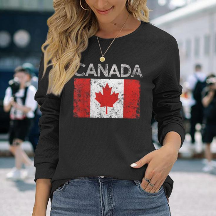 Vintage Canada Canadian Flag Pride Langarmshirts Geschenke für Sie