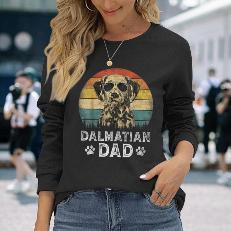 Vintage Dalmatian Dad Dog Lovers Father's Day Long Sleeve T-Shirt Gifts for Her