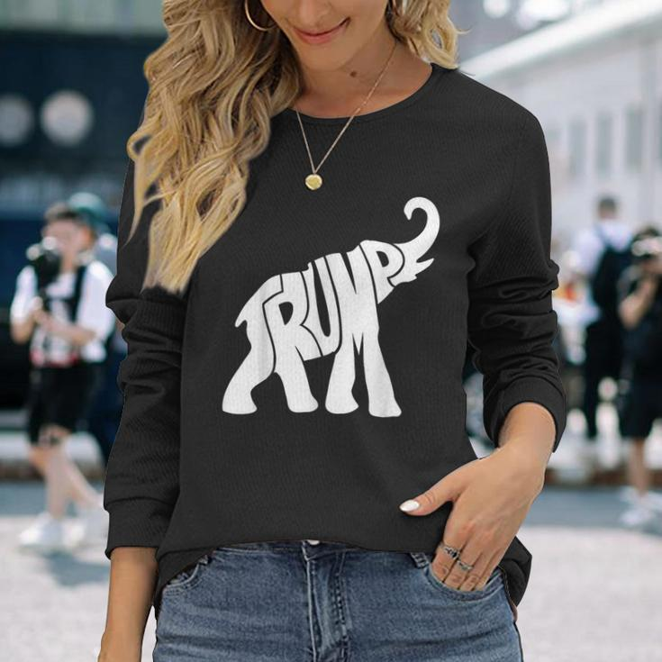 Vintage Donald Trump Vote 2024 Elephant Republican President Long Sleeve T-Shirt Gifts for Her