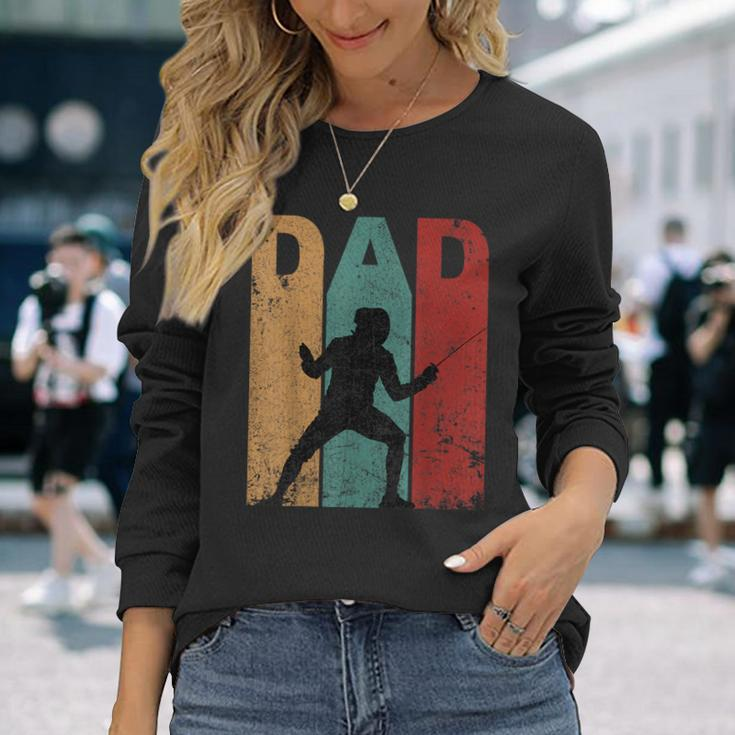 Vintage Fencing Dad Fathers Day Fencing Daddy Ideas Long Sleeve T-Shirt Gifts for Her