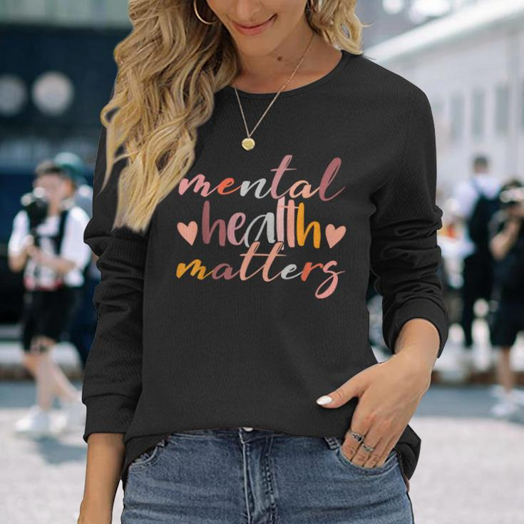 Vintage Mental Health Matter Christmas Birthday Father's Day Long Sleeve T-Shirt Gifts for Her