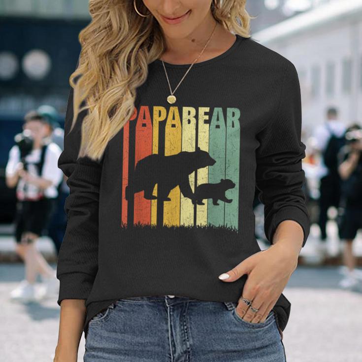 Vintage Papa Bär Baby Bäratertag Xmas Geschenk Retro Daddy Langarmshirts Geschenke für Sie