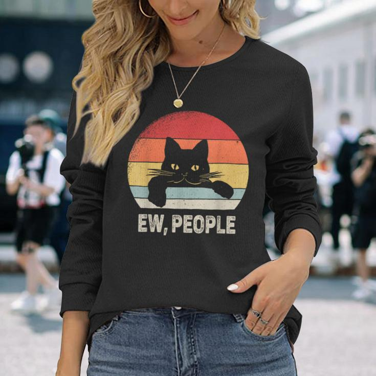 Vintage Retro Ew People Black Cat Long Sleeve T-Shirt Gifts for Her