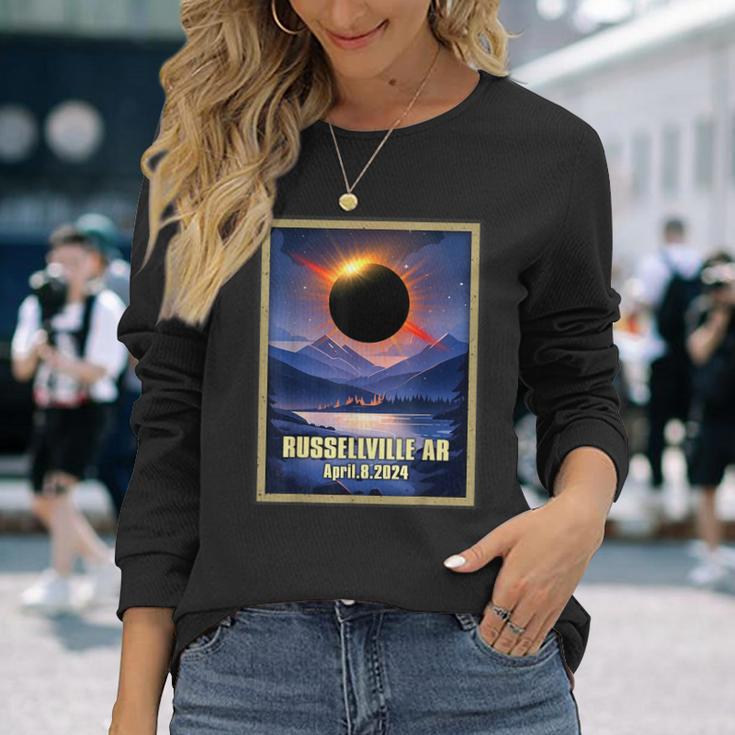 Vintage Russellville Ar Total Solar Eclipse 2024 Long Sleeve T-Shirt Gifts for Her