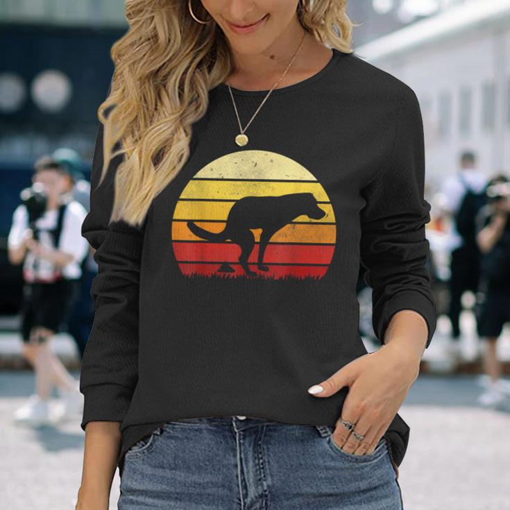 Vintage Sunset Labrador Retro Dog Pooping Old School Classic Long Sleeve T-Shirt Gifts for Her