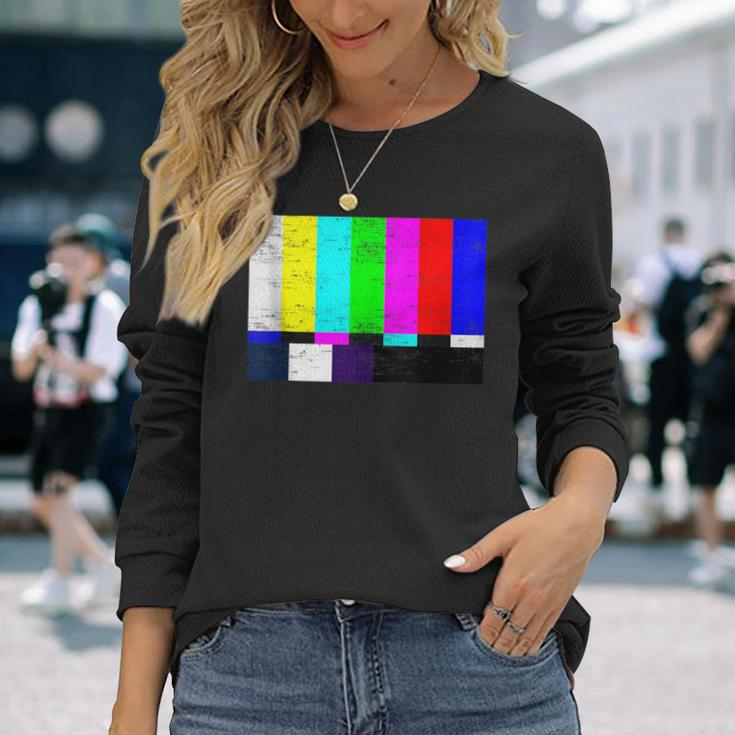 Vintage Tv Test Pattern Color Bars Graphic Presents Long Sleeve T-Shirt Gifts for Her