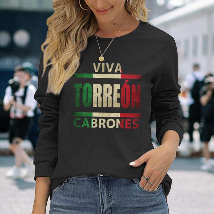 Viva Torreon Cabrones Mexico Coahuila Mexican Flag Long Sleeve T-Shirt Gifts for Her