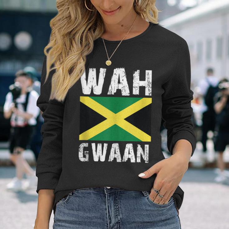 Wah Gwaan Jamaican Jamaica Apparel Slang Long Sleeve T-Shirt Gifts for Her