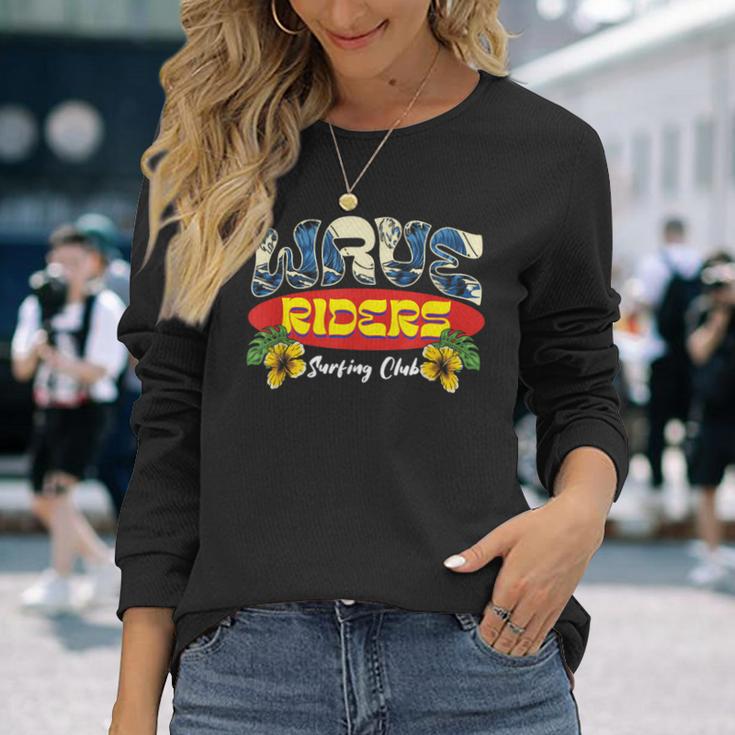 Wave Riders Surfing Club Surfboard Ocean Surfer Long Sleeve T-Shirt Gifts for Her